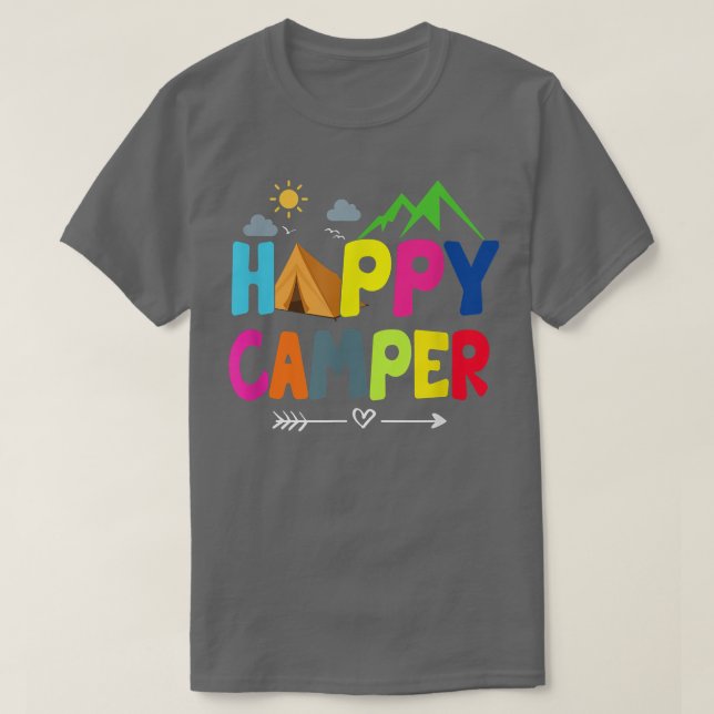 Camiseta Feliz Campo Acampando Engraçado Presente (Frente do Design)