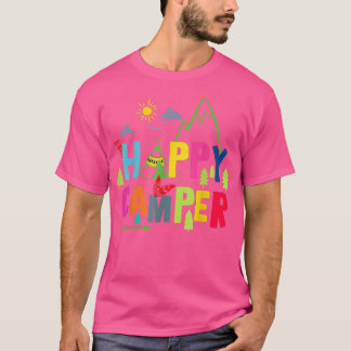 Camiseta Feliz Campo Acampando Homens Engraçados Mulheres