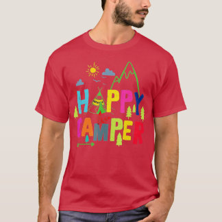 Camiseta Feliz Campo Acampando Homens Engraçados Presentes
