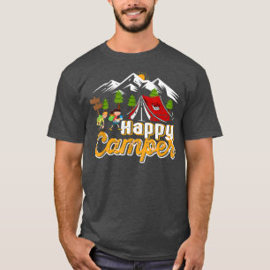 Camiseta Feliz Campo Acampando Homens Engraçados Presentes 