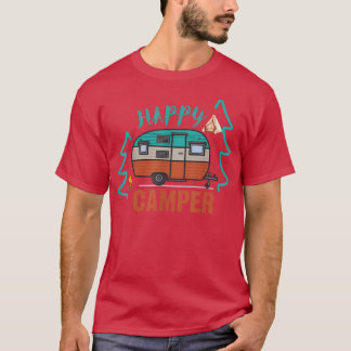 Camiseta Feliz Campo Acampando Homens Engraçados Presentes