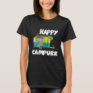 Camiseta Feliz Campurr Gatinho Fofo de Acampamento