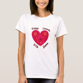 Camiseta Feliz Canadá D'Eh Heart, Sapo, Folhas de Maple