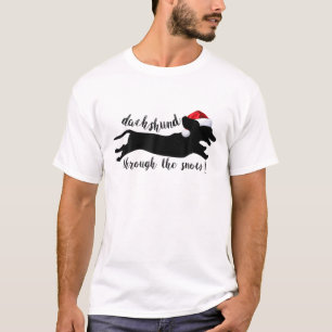 Camiseta Feliz Cão De Natal Dachshund Através Da Neve