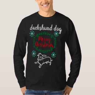 Camiseta Feliz Cão De Natal Dachshund Através Do Sn