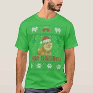 Camiseta Feliz Cão Feliz de Natal da Pomerânia Feliz Natal