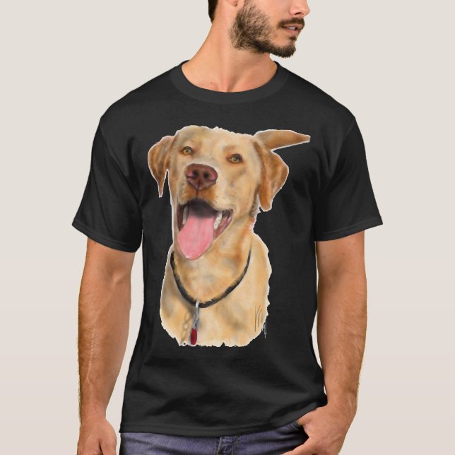 Camiseta Feliz cão Labrador Amarelo (Frente)
