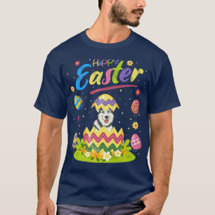Camiseta Feliz Cão Malamute do Ovo da Páscoa Engraçada