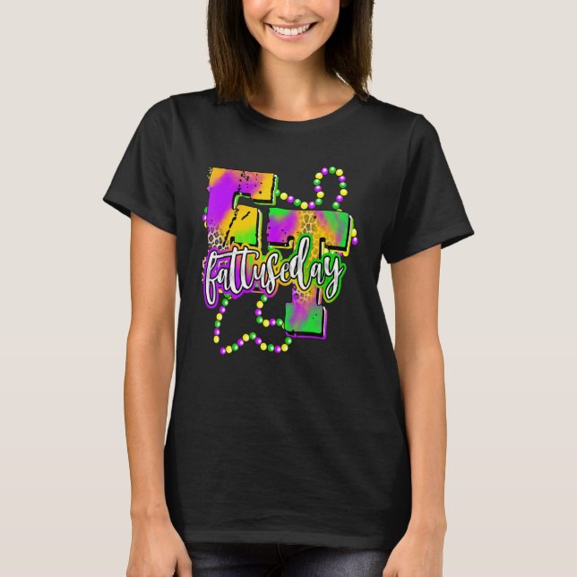 Camiseta Feliz Carnaval de Mardi Gras Fat Terça Engraçado (Frente)