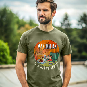 Camiseta Feliz Cartografia de Camper Engraçado com Seu Nome