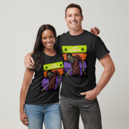 Camiseta Feliz Casal da Família Halloween Correspondendo Zo