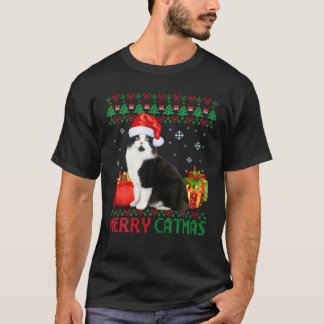 Camiseta Feliz Catma Gato de Natal Feio Cymric Mãe Pai
