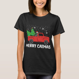 Camiseta Feliz Catmas Black Cat e Christmas Tree Red Truth