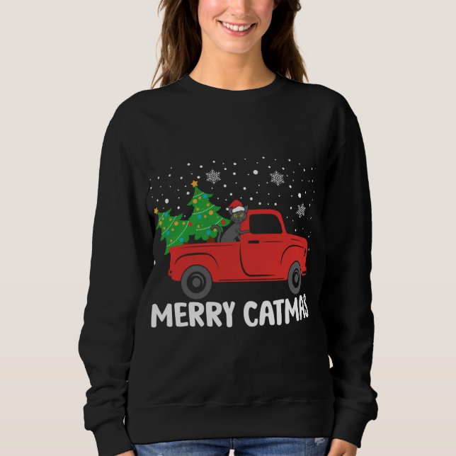 Camiseta Feliz Catmas Black Cat e Christmas Tree Red Truth (Frente)