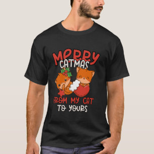 Camiseta Feliz Catmas Cat Lover Gato Humor de Natal Tee Lon