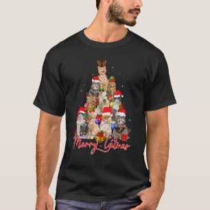 Camiseta Feliz Catmas Cat Mãe Pai Natal Cat 3