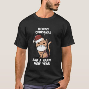 Camiseta Feliz Catmas E Um Feliz Ano Novo Mew Gatinho Diver