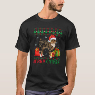 Camiseta Feliz Catmas Gato de Natal Feio Manx Catar Pai da 