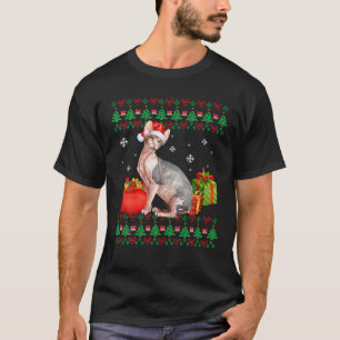 Camiseta Feliz Catmas Gato de Natal Feio Sphynx Pai Mãe