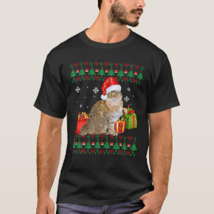 Camiseta Feliz Catmas Gato Feio Natal Americano Bobtail M