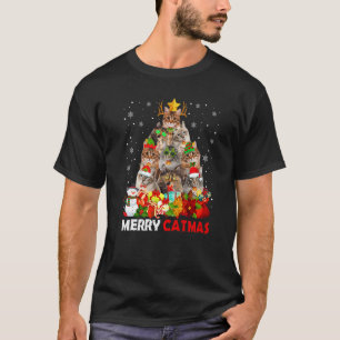 Camiseta Feliz Catmas  Mãe de Gato Pai de Gato Natal Siberi