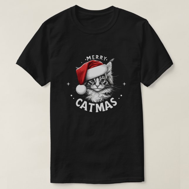 Camiseta Feliz Catmas Maine Coon Natal (Frente do Design)