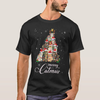 Camiseta Feliz Catmas Natal Design Para Amante de Gato Gato