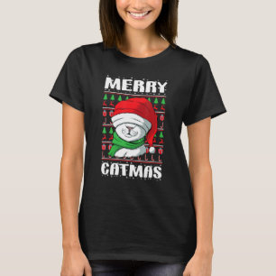 Camiseta Feliz Catmas Natal Feio Natal Gato Gato de Natal G