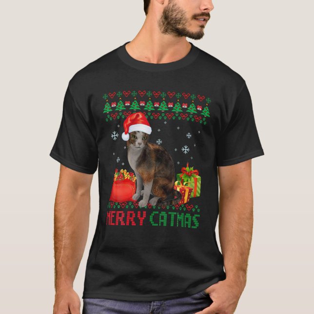 Camiseta Feliz Catmas Natal Feio Pai Abissínia Mãe (Frente)