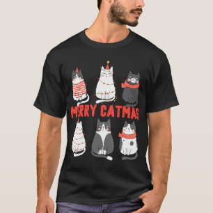 Camiseta Feliz Catmas Noveldade do Gato do Natal