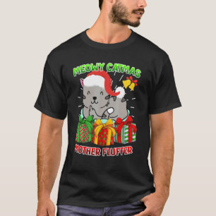 Camiseta Feliz Catnatal Mãe Fluffer dona de gatos gatos