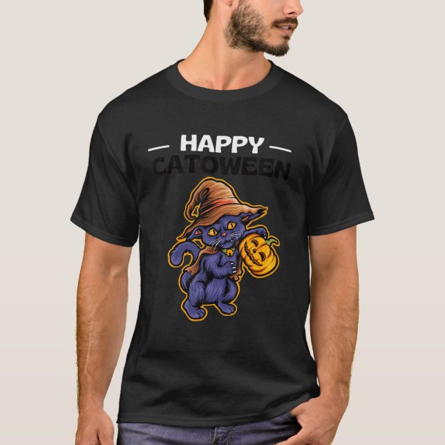 Camiseta Feliz Catopentre Meohopeen Cat Pumpkin Engraçado (Frente)