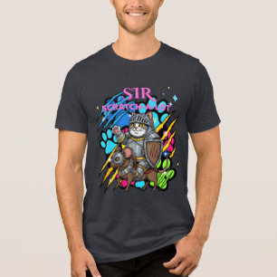Camiseta Feliz Cavaleiro Gato "Sir Scratch a Lot" Amantes d