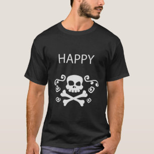Camiseta Feliz Caveira e Crossbones Halloween