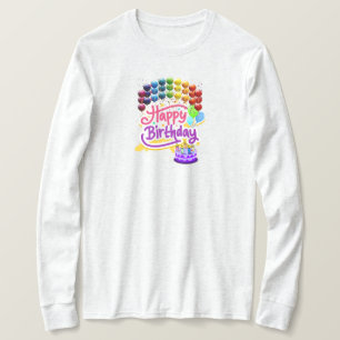 Camiseta Feliz Celebração de Aniversário Senhoras de Longa