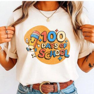 Camiseta Feliz Celebração dos 100 Dias de Aula para os Alun