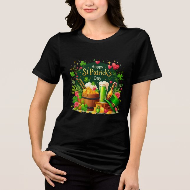 Camiseta Feliz Celebração Festiva do Dia de São Patrício (Frente)
