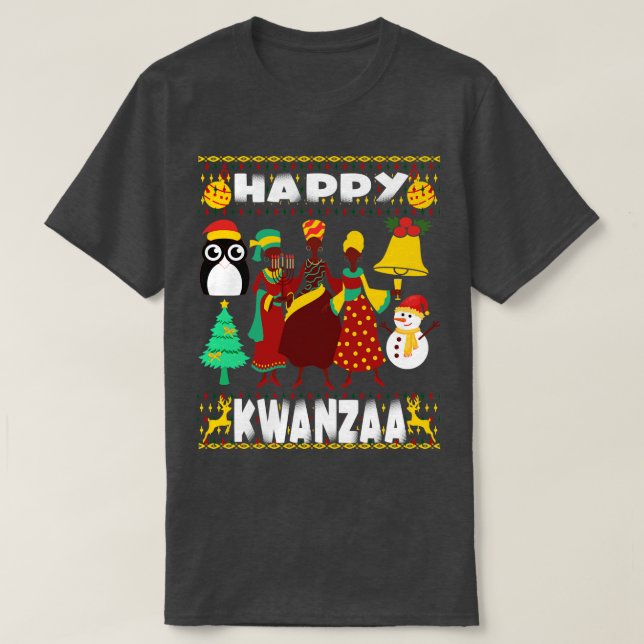 Camiseta Feliz Celebração Kwanzaa Cultura do Patrimônio Neg (Frente do Design)