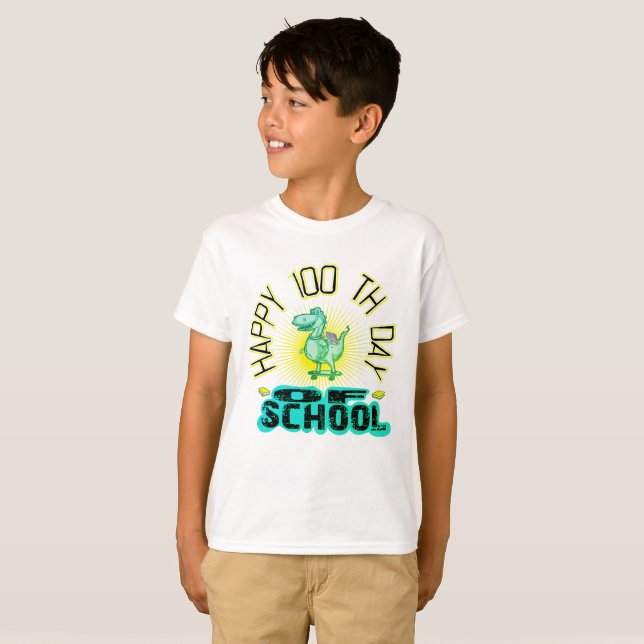 Camiseta feliz centésimo dia da escola (Frente Completa)