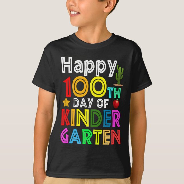 Camiseta feliz centésimo dia do jardim de infância, 100 dia (Frente)
