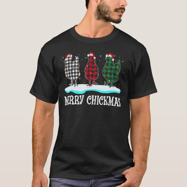 Camiseta Feliz Chickmas Enfeites de natal Luzes S (Frente)