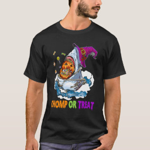 Camiseta Feliz Chomp Ou Tratamento De Tubarões De Abóbora D