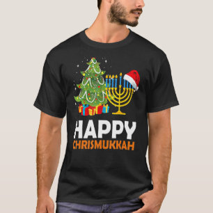Camiseta Feliz Chrismukkah Árvore de Natal Menorah Chanukah