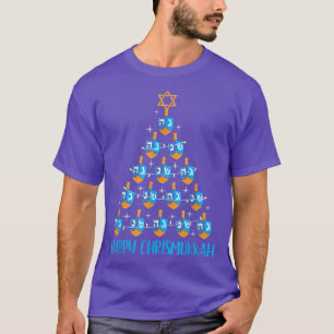 Camiseta Feliz Chrismukkah Dreidel Árvore de Natal Hanukkah