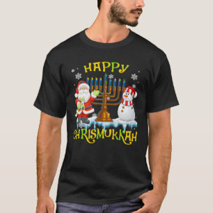 Camiseta Feliz Chrismukkah Engraçado Hanukkah Papais noeis