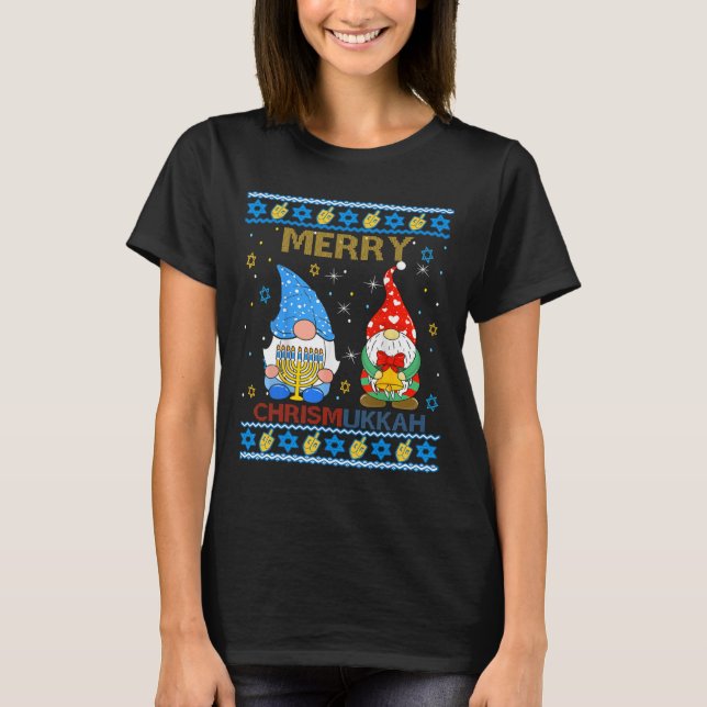 Camiseta Feliz Chrismukkah Funny Gnomos Natal E Hanuk (Frente)
