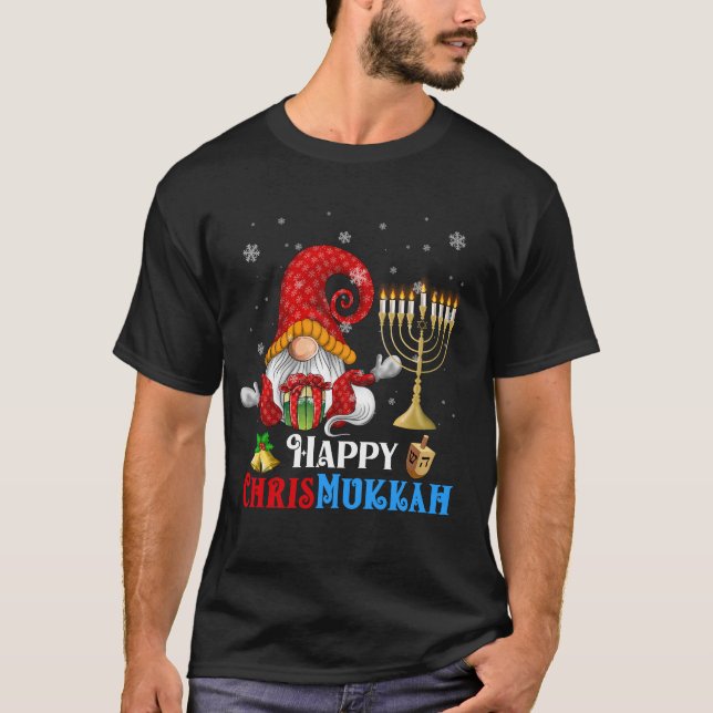 Camiseta Feliz Chrismukkah Gnomo Hanukkah (Frente)
