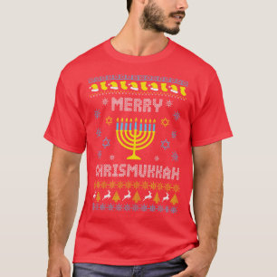 Camiseta Feliz Chrismukkah Happy Hanukkah Papais noeis de N