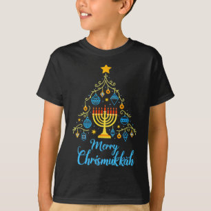 Camiseta Feliz Chrismukkah Menorah Árvore de Natal Chanukah