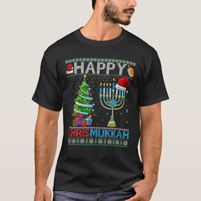 Camiseta Feliz Chrismukkah Natal Judeu Hanukkah Chanuk (Frente)